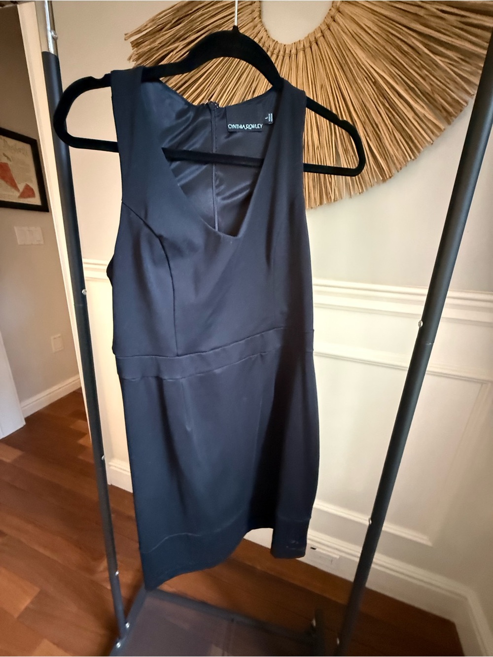 Cynthia Rowley Sleek Black V-Neck Mini Dress